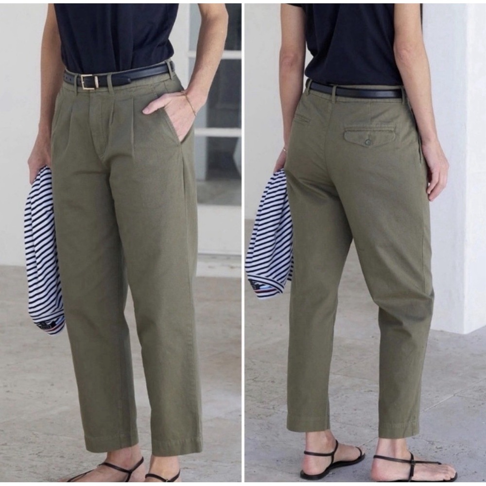 AYR	 Metropolitan Pant Size 8 Pleated Trouser Olive Green Minimalist